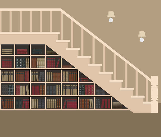 Bookcase under stairs